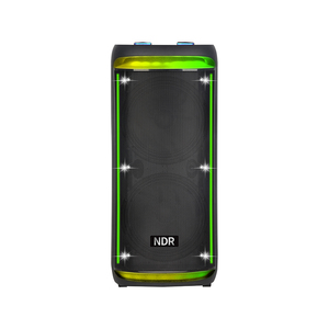 Dual 10-Inch <span class=keywords><strong>Input</strong></span> RGB LED Iluminação Áudio Boombox Karaoke DJ HiFi Trolley USB Cartão SD Controle Remoto Microfone Partes Alto-falante