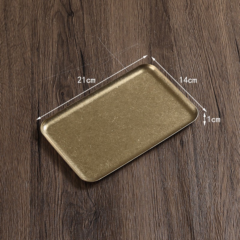 21x13.5 cm straight-edged square tray (vintage gold)