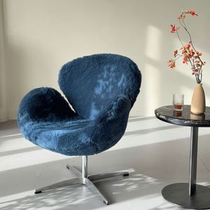 เก้าอี้โลหะหมุนได้สไตล์โมเดิร์นมินิมอล เหมาะสำหรับห้องนั่งเล่นในอพาร์ตเมนต์ พร้อมฟองน้ำยืดหยุ่นสูงเพื่อความนุ่มสบาย - Product Image 3