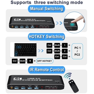 HDMI KVM开关4K 60Hz 2端口双显示器USB 3.0 KVM切换器2进2出USB KVM切换器HDMI带USB 3.0端口 - Product Image 4