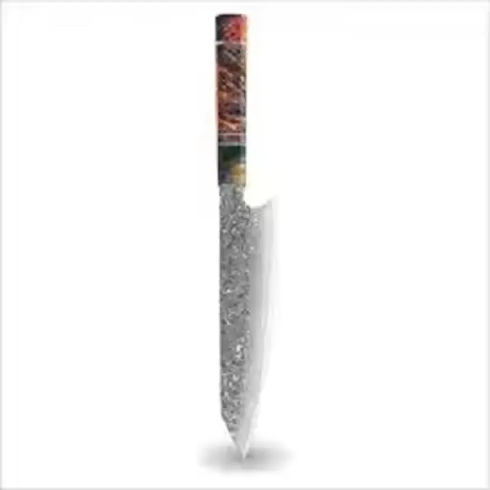 Yüksek kalite 8 inç japon şef bıçağı profesyonel el dövme mutfak şef 3 katmanlar yüksek karbon mutfak şef bıçağı
