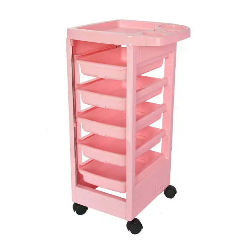 Carrello a rulli a 5 livelli con carrello portaoggetti rosa con ruote carrello portaoggetti da cucina per bagno camera da letto
