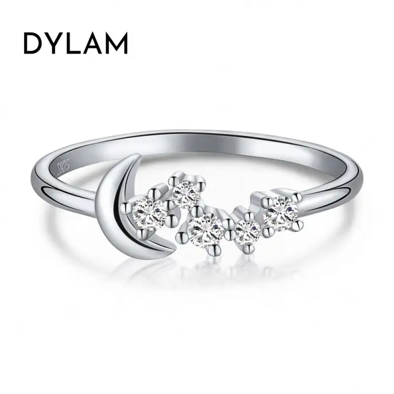 Dylam 3 925 simple anillos de diamantes de compromiso de plata para mujeres mejor anillo piedra anillo de aniversario de boda grande venta