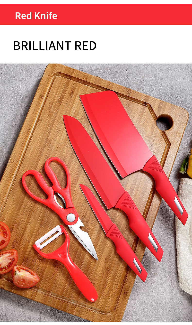 Stainless steel black kitchen knife set with gift box packaging