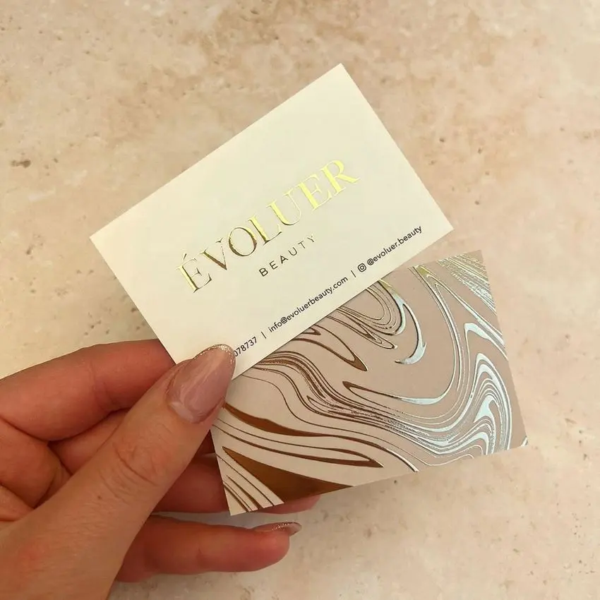 Cartão de agradecimento com inserção de cliente comercial para impressão personalizada em folha de ouro rosa preto e fofo mini luxuoso pequeno