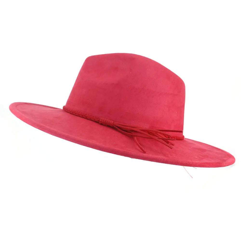 2024 sombreros de ala ancha personalizados en gamuza con tejido regalo del Día de San Valentín sombreros de color rojo listos para enviar