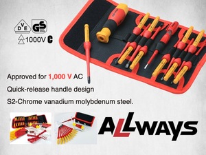 AllwaysTools 50pcs Interchangeable Screwdriver Set <strong>10</strong>,000 V AC Full Insulated Slim Blade OEM Support Canvas <strong>Bag</strong> - Product Image 3