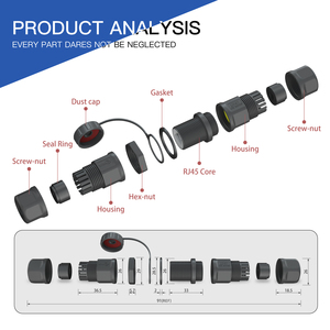 AohuaアセンブリRJ45Lタイプパネルタイプ防水IP67コネクタ (Cat 5e Cat6ルーターイーサネットソケット用) - Product Image 3