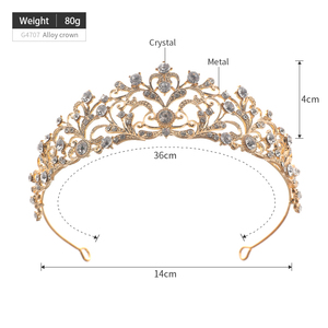 बारोक राजकुमारी क्रिस्टल गैंडों के लिए बाल मुकुट हेयर क्राउन हेयरबैंड - Product Image 2