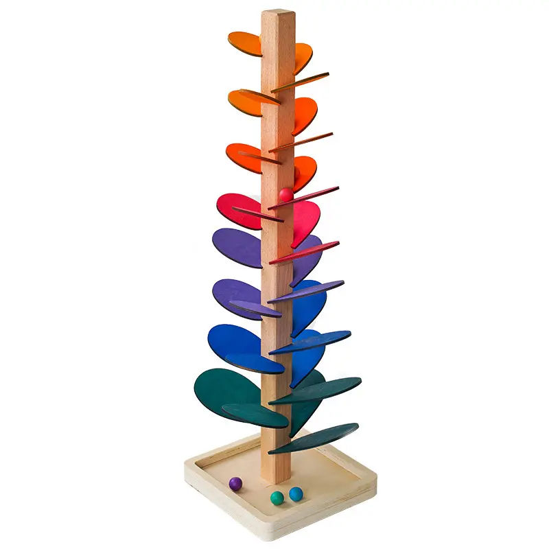 Wooden Leaf Tower Pouring Ball Game for Boys and Girls Baby Early Education Colorful Disassembly and Assembly of Children's Leaf