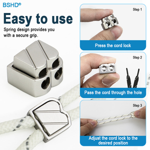 Vòng dây khóa mùa xuân clasps Matte Sliver Kim Loại chuyển đổi đôi lỗ chuỗi dây khóa điều chỉnh khóa dây rút đàn hồi - Product Image 3