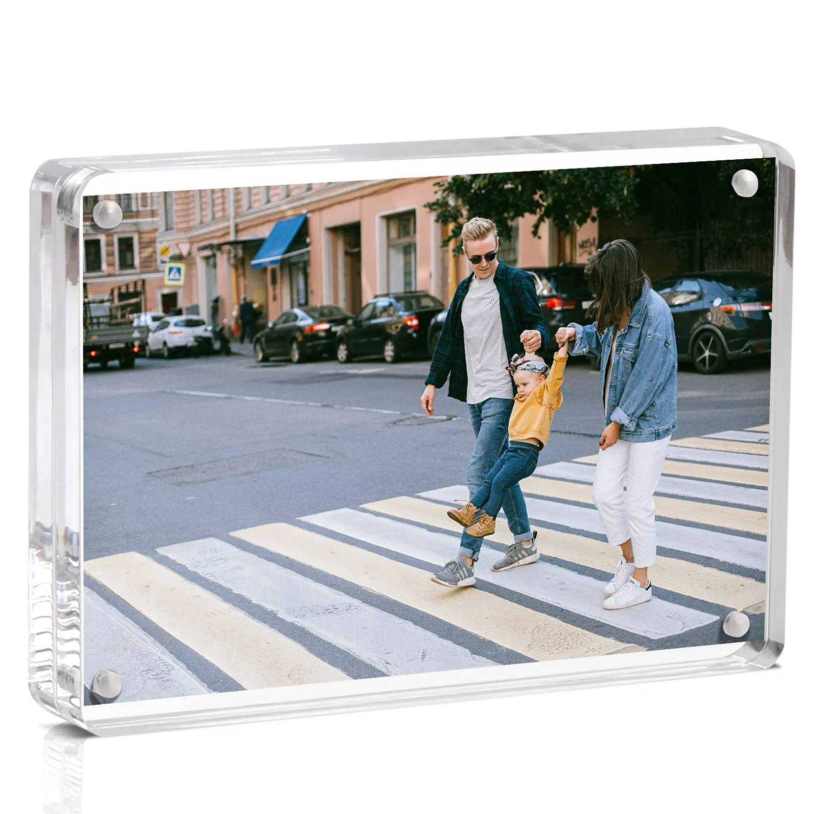 Wholesale Custom Size Family Tabletop Display Clear 4x6 Inch Magnetic Acrylic Round Corner Picture Photo Frame