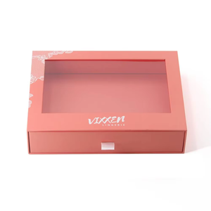 High End altın folyo özel Logo kırmızı hediye karton ürün çekmece slayt kutusu ambalaj özel kutuları ile temizle PET pencere - Product Image 5