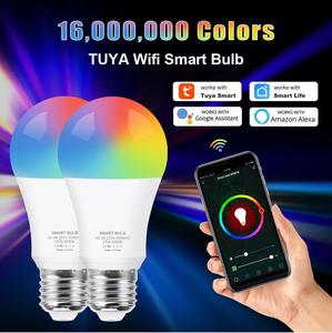Alexa Tuya WIFIコントロールRGBスマートWifi照明A19E26E27電球ワイヤレスアプリコントロール調整可能なマルチカラーLEDブラブ - Product Image 5