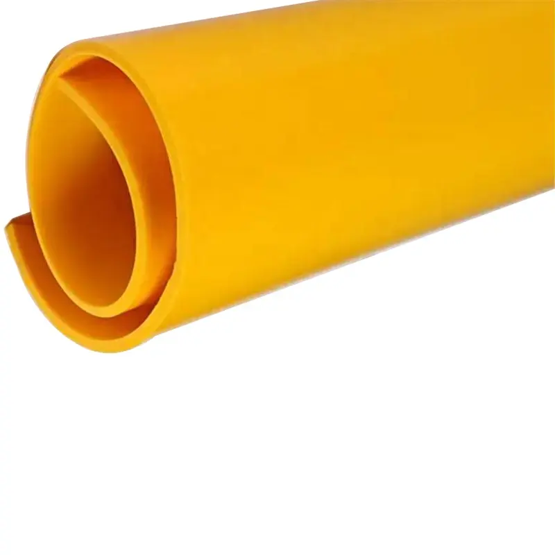 Hochwertige hitze beständige 1m breite 0,2mm bis 6mm benutzer definierte Dicke Matte flach gelb elastisch haltbare Silikon kautschuk platte für Werkbank