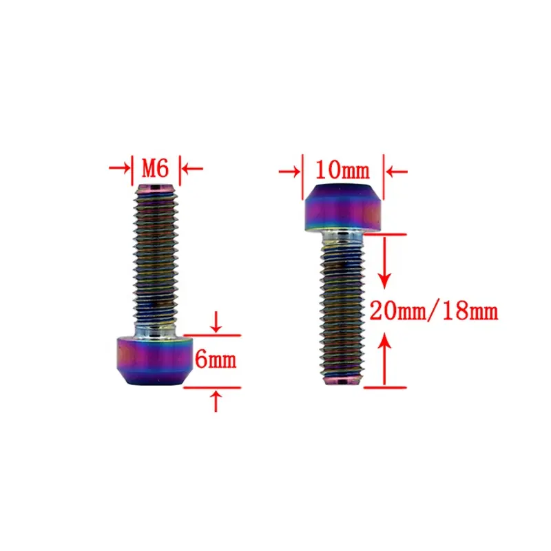 Boulons en titane pour vélo M6X18 M6X20, prix d'usine, livraison gratuite