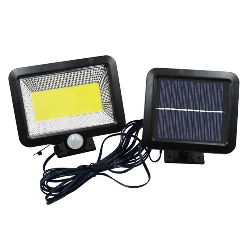 Cob LED 칩 안뜰 램프 태양 충전 야외 분할 벽 장착 태양 램프 차고 조명 인체 유도 램프