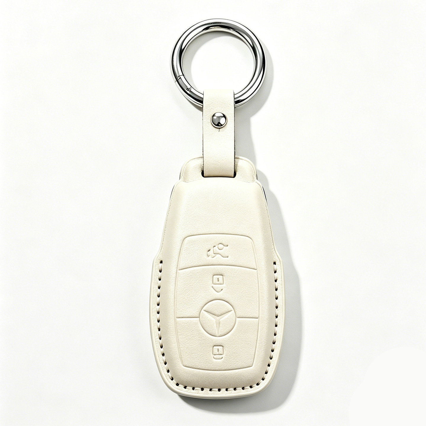 Style a-white leather cover-p2 short leather buckle key case