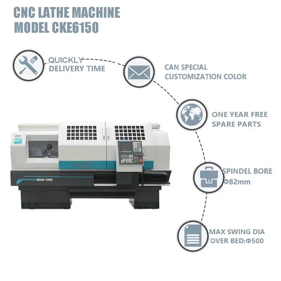 Máquina de torno plano Cnc para torno CNC de metal CK CKE 6150 China Producto caliente Torno de cama plana horizontal único hecho a medida