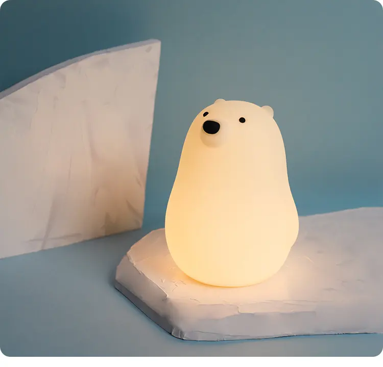 Notte di vendita calda in Silicone Kid Pinch Led USB di tipo C bambini Mini luce 1200mAh carino orso abbraccio animale lampada per camera da letto luce