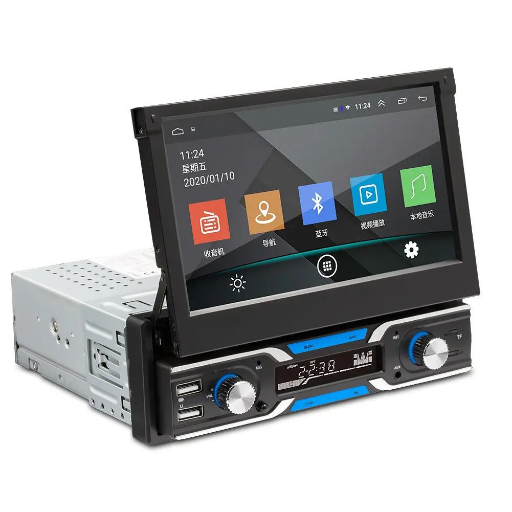 Esunway-Sintonizador de Tv por satélite estéreo para coche, receptor de Radio, reproductor Multimedia, Android 10,1, 1DIN, pantalla retráctil de 7 pulgadas