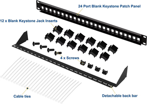 Cat6 Patch Panel 24 puertos con Keystone RJ45 Network Patch Panel 19 pulgadas Keystone Ethernet Patch Panel - Product Image 2