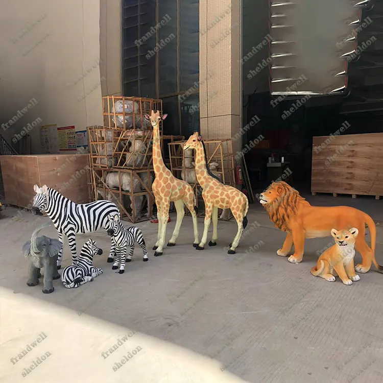 Lion safari tema animais de pelúcia/3d adereços, estatueta de leão/tamanho da vida girafa estátua de leão