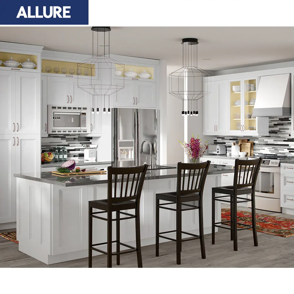 Allure Smart Despensa personalizada modular fresaria carpintaria completa de luxo design moderno móveis cozinhas armários fabricantes