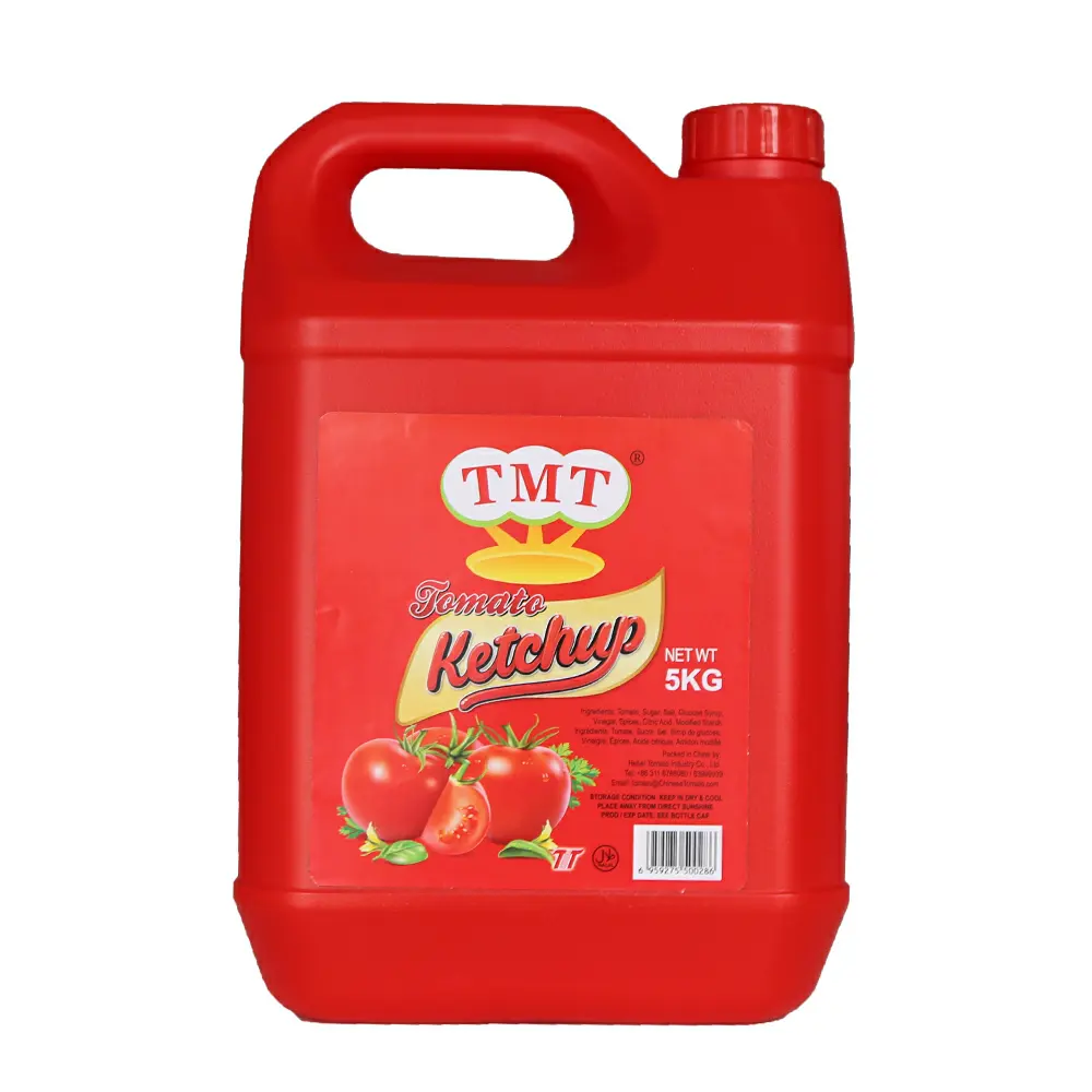 Commercio all'ingrosso OEM prezzo di fabbrica alto concentrato fresco 5kg di pomodoro Ketchup bottiglia di salsa di pomodoro per il ristorante e Hotel