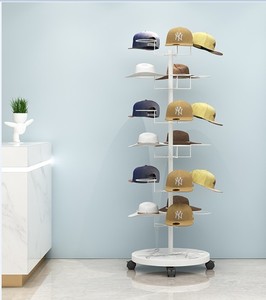 6-Tier 30 cappello girevole espositore albero portabagagli espositori portatili con ruote cappello girevole espositore - Product Image 2