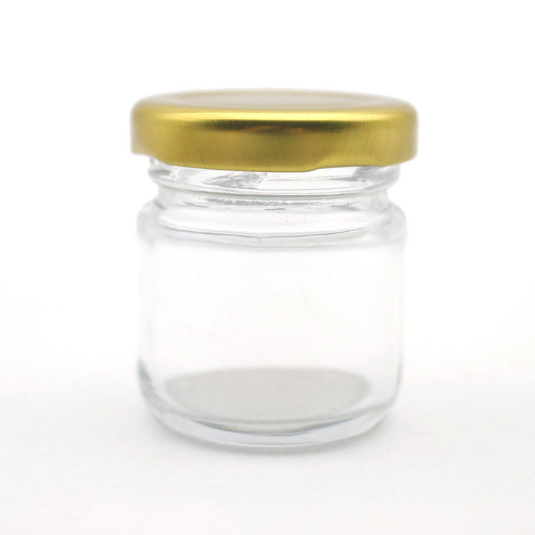 clear jar with gold lid