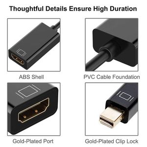 迷你显示端口至高清多媒体适配器4K 1080P迷你DP至高清多媒体电缆转换器，适用于苹果MacBook Air Pro PC电视投影仪显示器 - Product Image 4