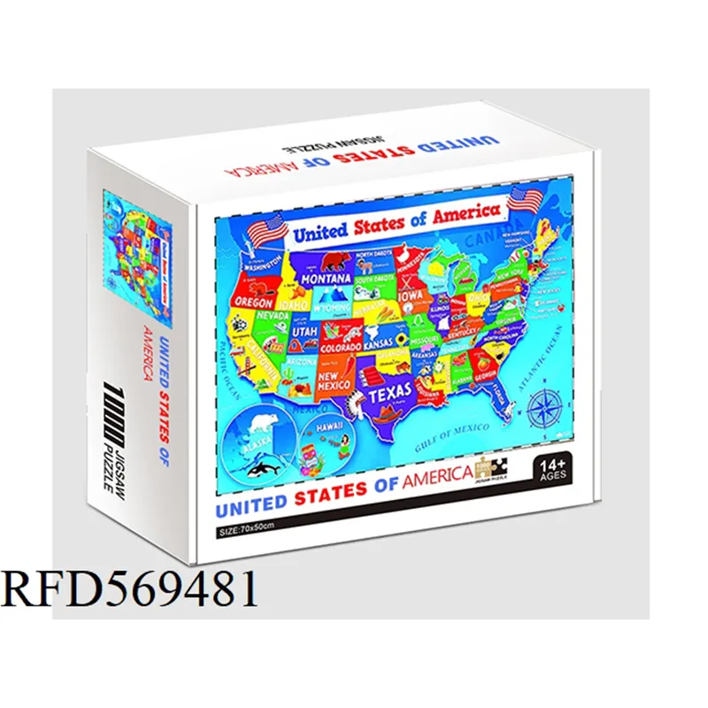 Puzzle di carta della mappa degli stati uniti Puzzle di 1000 pezzi della mappa degli Stati Uniti famosi dipinti di apprendimento educazione giocattoli artigianali regali