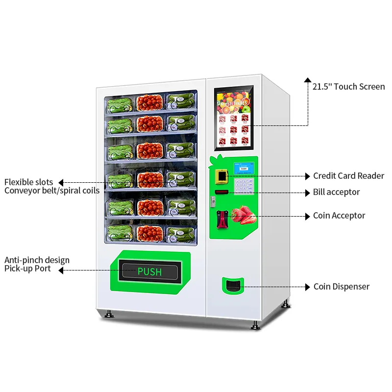 Distributore automatico di frutta e snack completamente automatico distributore automatico di frutta e snack con ascensore Touch Screen in vendita
