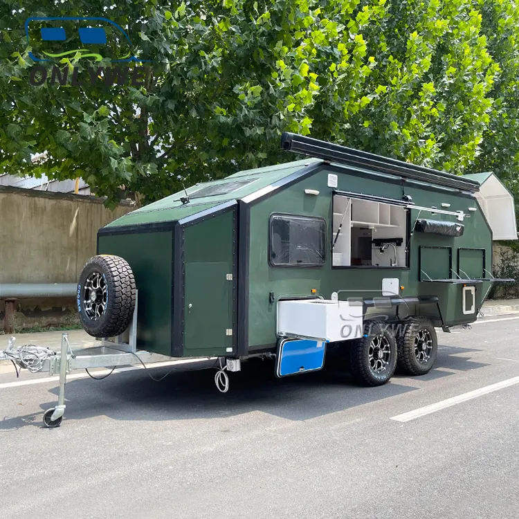 Oksimeter Trailer Off-road berkemah, Trailer perjalanan Off-Road hibrida karavan Australia dengan kamar mandi untuk dijual