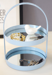 一套 2 个圆形金属框架古镜玻璃镜面托盘，带家居装饰手柄 - Product Image 4