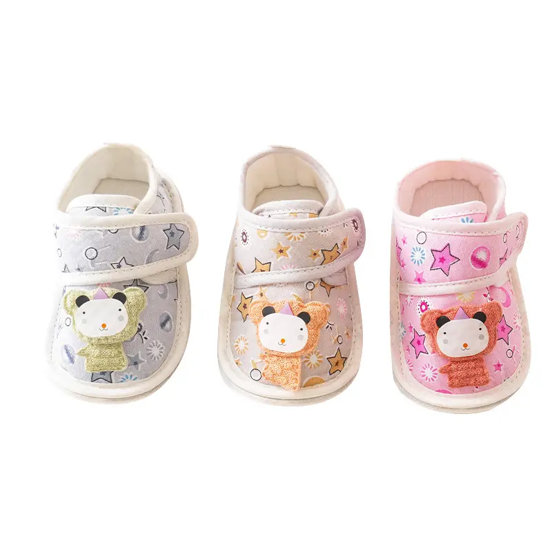 도매 면 새로운 태어난 아기 소녀 소년 신발 캐주얼 신발 반응성 인쇄 면 아기 신발 0-3