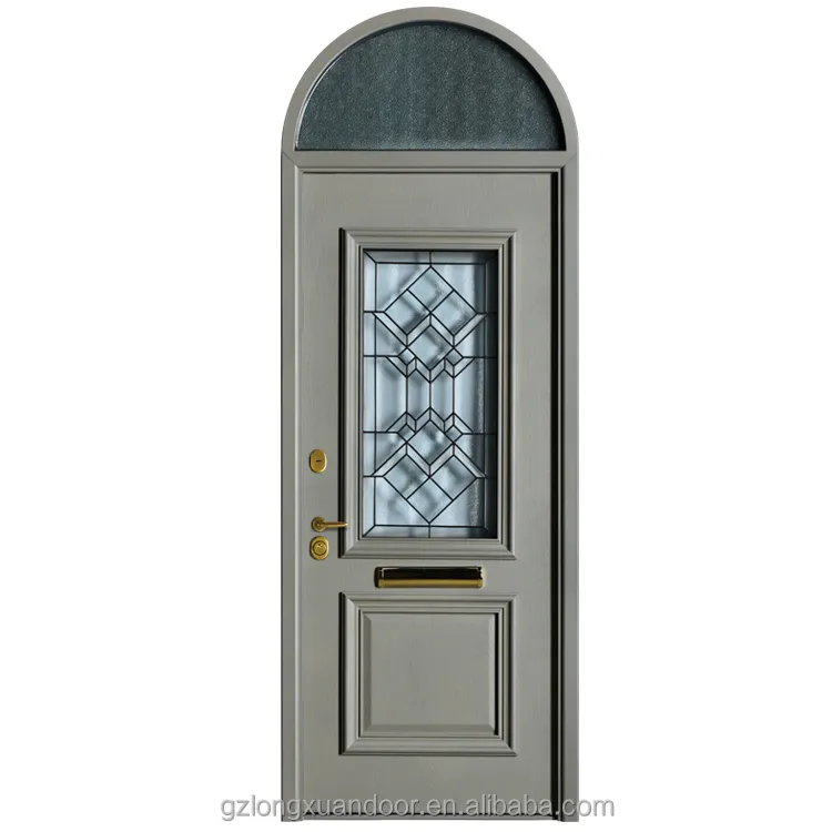 Puerta de entrada de madera diseños oval puertas de madera de doble puerta redonda diseños