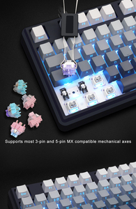 Teclado mecânico para jogos sem fio Skyloong GK104 Pro 3 modos com tela 2.0 3 botões teclado PBT RGB com gravação lateral quente-troca-troca