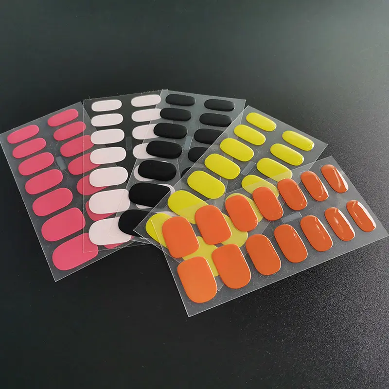 OEM Private Label Embalagem Caixa Solid Color Design Curado Gel Polish Nail Wraps adesivo