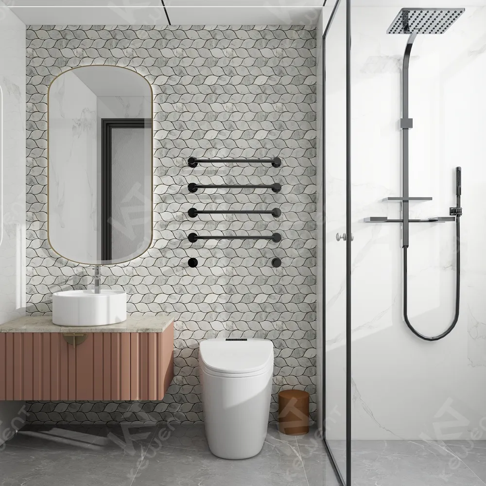 Azulejos de mosaico de chorro de agua de mármol de forma Irregular moderna de alta calidad para decoración de suelo de pared contra salpicaduras