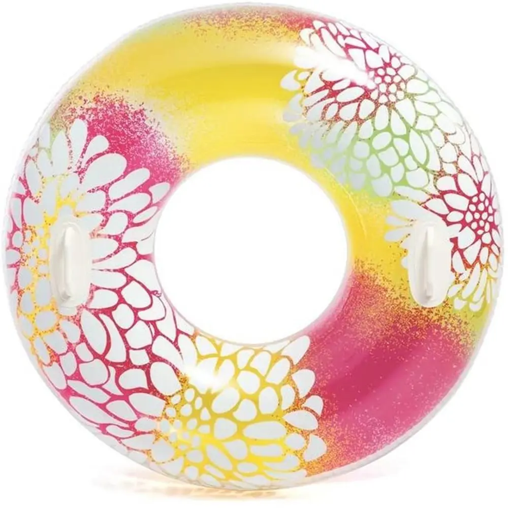 B01 Venta caliente flor ráfaga inflable Groovy tubo transparente con asas exuberantes tubos tropicales equipo de natación y buceo PVC