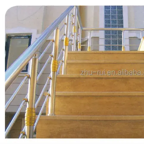 Trilhos escada alumínio interior aço inoxidável Outdoor Stair balaustradas Varanda Railing Design