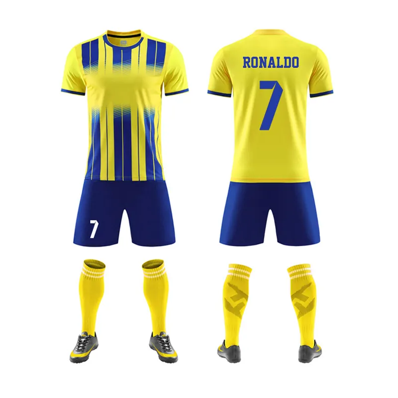 Alta qualità Design libero stampa Ronaldo sublimazione Sport allenamento personalizzato calcio uniforme Sport fresco asciutto kit di calcio personalizzato