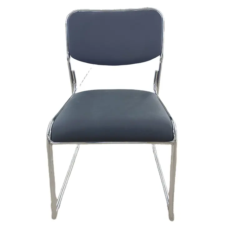 Chaises à cadre en acier métal Chaise de bureau moderne Chaise d'affaires minimaliste Cuir noir Pieds de tabouret en métal Rembourrés Tissu doux