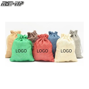 Fabrika toptan özel Logo Gunny çanta Burlap keten ve jüt İpli ile moda takı torbalar kolye ve hediyeler için - Product Image 1