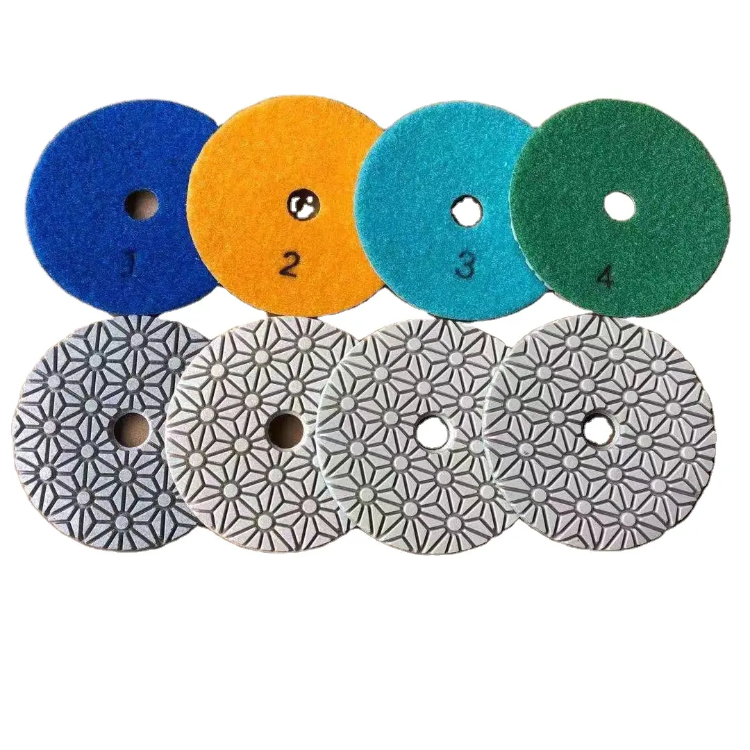 Hot Sale 100mm 3 step dry and wet diamond polishing pads white color for marble granite engineer stone quartz and porcelain