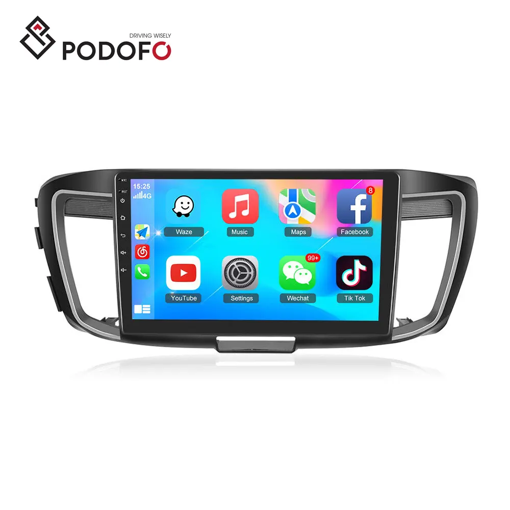 Podofo 10.1 "Android 13 Estéreo Do Carro Para Honda Accord 2.4L 2014-2016 Rádio Do Carro Carplay Android Auto GPS Wifi Hifi Áudio FM RDS