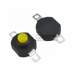 YOINNOVATI2ピン水平懐中電灯ボタンスイッチ1412-KDセルフロックON-OFFSPST黄色のプッシュボタン1.5A250VAC