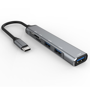 3.0 Type-C USB 2.0 5合1集线器，带SD tf卡读卡器扩展方便的金属USB扩展器，便于库存连接 - Product Image 2